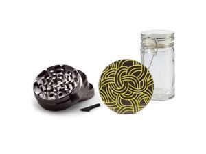 UV Printed on Gunmetal Grinder Aluminum + Glass Jar Celtic Knot Pattern UV Printed on Gunmetal Grinder Aluminum + Glass Jar Celtic Knot Pattern
