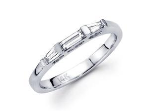 Diamond Wedding Band 14k White Gold Ring Bar Tapered Baguette 12 CT