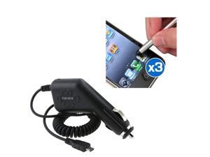Car Charger+3 Stylus compatible with Motorola Photon Droid Bionic Atrix 2 X X2 Droid Razr Car Charger+3 Stylus compatible with Motorola Photon Droid Bionic Atrix 2 X X2 Droid Razr