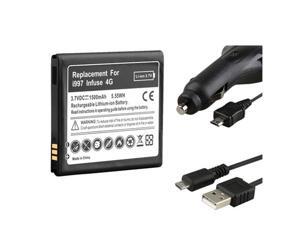 Cable+Retractable Car Charger+Black Li-ion Battery compatible with Samsung© Infuse 4G i997 Cable+Retractable Car Charger+Black Li-ion Battery compatible with Samsung© Infuse 4G i997