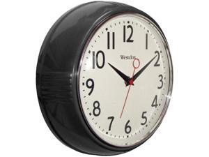 Westclox 32042BK 9.5" 1950's Retro Black Case Convex Glass Clock Westclox 32042BK 9.5" 1950's Retro Black Case Convex Glass Clock