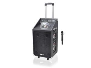 Pyle 600 Watt Bluetooth Battery Powered Portable PA Speaker System w/ USB/SD Readers, FM Radio, AUX Input, Wireless Microphone and Flashing Lights Pyle 600 Watt Bluetooth Battery Powered Portable PA Speaker System w/ USB/SD Readers, FM Radio, AUX Input, Wireless Microphone and Flashing Lights