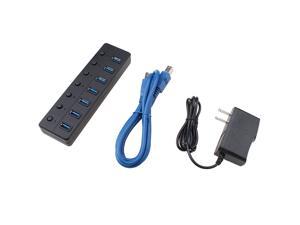 AGPtek NW0001-3 Professional USB 3.0 7 Port Hub with 5V 2A Power Adapter -