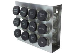 Prodyne M912 Stainless Steel Spice Rack 12Bottle Black Lid Prodyne M912 Stainless Steel Spice Rack 12Bottle Black Lid