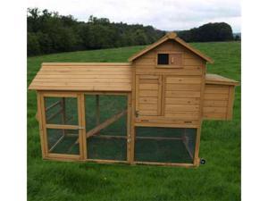 Pawhut Deluxe Portable Backyard Chicken Coop w/ Fenced Run and Wheels 