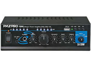 Pyle PTAU45 Mini 2x120 Watt Stereo Power Amplifier with USB-CD-AUX Inputs Pyle PTAU45 Mini 2x120 Watt Stereo Power Amplifier with USB-CD-AUX Inputs