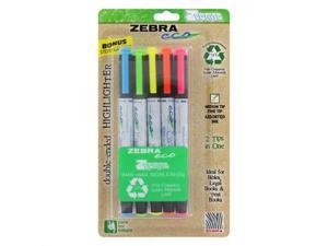 Zebra Eco Zebrite Double-Ended Highlighter, Chisel/Fine Point Tip, 5/Set, ST - ZEB75005 Zebra Eco Zebrite Double-Ended Highlighter, Chisel/Fine Point Tip, 5/Set, ST - ZEB75005