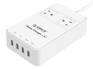 ORICO 2 Outlets Power Strip with Surge Protector, Built-in 5 Ft. Cord, 4 USB Intelligence Charging Ports (2*5V2.4A + 2*5V1A) for iPhone, iPad, Samsung Galaxy S6 / S6 Edge, Nexus and More (TPC-2A4U-WH) ORICO 2 Outlets Power Strip with Surge Protector, Built-in 5 Ft. Cord, 4 USB Intelligence Charging Ports (2*5V2.4A + 2*5V1A) for iPhone, iPad, Samsung Galaxy S6 / S6 Edge, Nexus and More (TPC-2A4U-WH)
