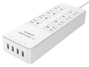 ORICO 8 Outlet Power Strip with Surge Protector, Built-in 5 Ft. Cord, 4 USB Intelligence Charging Ports (2*5V2.4A + 2*5V1A) for iPhone, iPad, Galaxy S6 / S6 Edge, Nexus and More - White TPC-8A4U-WH ORICO 8 Outlet Power Strip with Surge Protector, Built-in 5 Ft. Cord, 4 USB Intelligence Charging Ports (2*5V2.4A + 2*5V1A) for iPhone, iPad, Galaxy S6 / S6 Edge, Nexus and More - White TPC-8A4U-WH
