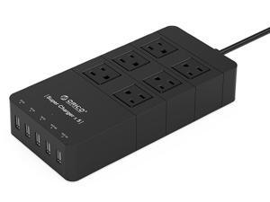ORICO HPC-6A5U 40W 6 Outlet Power Strip with Surge Protector, 5 USB Intelligence Charging Ports - Black ORICO HPC-6A5U 40W 6 Outlet Power Strip with Surge Protector, 5 USB Intelligence Charging Ports - Black