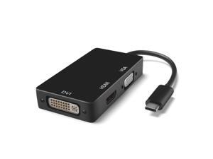 USB Type C (USB-C) to HDMI 4K + VGA + DVI AV Multi Port Hub Adapter - USB-C to HDMI VGA DVI 4K 1080P Video Audio Converter Combo Connector External Graphics Adapter Card Cable Plug Wire Cord Black USB Type C (USB-C) to HDMI 4K + VGA + DVI AV Multi Port Hub Adapter - USB-C to HDMI VGA DVI 4K 1080P Video Audio Converter Combo Connector External Graphics Adapter Card Cable Plug Wire Cord Black