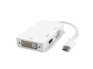 USB Type C (USB-C) to HDMI 4K + VGA + DVI AV Multi Port Hub Adapter - USB-C to HDMI VGA DVI 4K 1080P Video Audio Converter Combo Connector External Graphics Adapter Card Cable Plug Wire Cord White USB Type C (USB-C) to HDMI 4K + VGA + DVI AV Multi Port Hub Adapter - USB-C to HDMI VGA DVI 4K 1080P Video Audio Converter Combo Connector External Graphics Adapter Card Cable Plug Wire Cord White