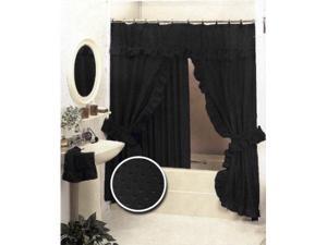 Black Double Swag Fabric Shower Curtain Set Valance - Newegg.