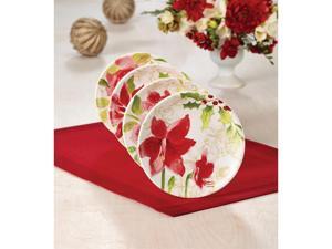 Paula Deen 4-pc. Holiday Floral Dessert Plate Set Paula Deen 4-pc. Holiday Floral Dessert Plate Set