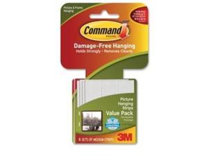 3M 17204 Command Picture Hanging Strips White Medium 6 sets/pk 3M 17204 Command Picture Hanging Strips White Medium 6 sets/pk