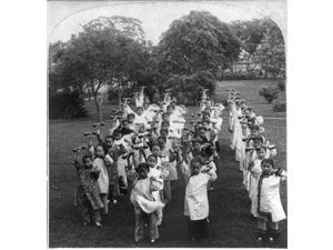 China Shanghai C1901 Nchinese Schoolgirls Exercising With Barbells At The South Gate Presbyterian Mission School Shanghai China Stereograph C1901 Poster Print by (18 x 24) China Shanghai C1901 Nchinese Schoolgirls Exercising With Barbells At The South Gate Presbyterian Mission School Shanghai China Stereograph C1901 Poster Print by (18 x 24)