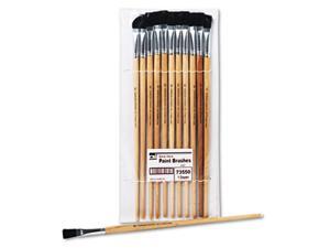 Long Handle Easel Brush, Size 12, Natural Bristle, Flat, 12/Pack Long Handle Easel Brush, Size 12, Natural Bristle, Flat, 12/Pack
