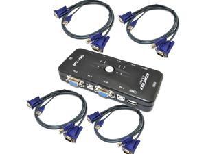 USB 2.0 4 Port Monitor VGA SVGA KVM Switch Box + 4 Cables for PC Keyboard Mouse USB 2.0 4 Port Monitor VGA SVGA KVM Switch Box + 4 Cables for PC Keyboard Mouse