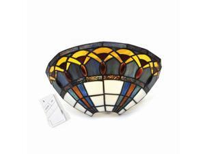 Stained Glass Half Moon Sconce with Jewels - indoor only Stained Glass Half Moon Sconce with Jewels - indoor only