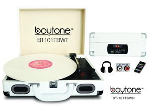 Boytone BT-101TBWT Mobile Suitcase Turntable, White Boytone BT-101TBWT Mobile Suitcase Turntable, White