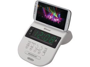 JENSEN JCR-295-W Bluetooth(R) Clock Radio with Cellphone Holder (White) JENSEN JCR-295-W Bluetooth(R) Clock Radio with Cellphone Holder (White)