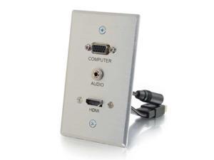 C2G HDMI, VGA + 3.5MM PASS THROUGH SINGLE GANG WALL PLATE - ALUMINUM C2G HDMI, VGA + 3.5MM PASS THROUGH SINGLE GANG WALL PLATE - ALUMINUM