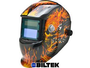 Biltek Professional Auto Darkening Solar Welding Helmet MIG TIG ARC Plasma Flames Skull Biltek Professional Auto Darkening Solar Welding Helmet MIG TIG ARC Plasma Flames Skull