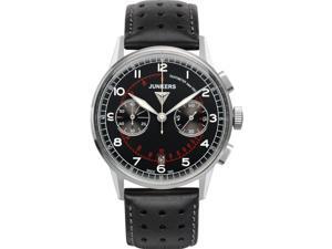 JUNKERS MEN'S G38 42MM BLACK LEATHER BAND STEEL CASE QUARTZ WATCH 6970-2 JUNKERS MEN'S G38 42MM BLACK LEATHER BAND STEEL CASE QUARTZ WATCH 6970-2