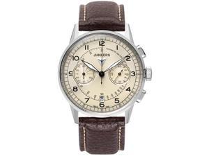 JUNKERS MEN'S 42MM BROWN LEATHER BAND STEEL CASE QUARTZ ANALOG WATCH 6970-1 JUNKERS MEN'S 42MM BROWN LEATHER BAND STEEL CASE QUARTZ ANALOG WATCH 6970-1