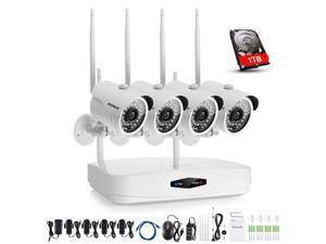 ANNKE 720P 4CH Wireless Home Security Camera System Surveillance Video Recorder and (4) 1.0MP Outdoor Wireless Security Cameras, One 1TB HDD Included ANNKE 720P 4CH Wireless Home Security Camera System Surveillance Video Recorder and (4) 1.0MP Outdoor Wireless Security Cameras, One 1TB HDD Included