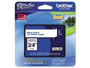 Brother 18mm (3/4") Blue on White Laminated Tape (8m/26.2') (1/Pkg) Brother 18mm (3/4") Blue on White Laminated Tape (8m/26.2') (1/Pkg)