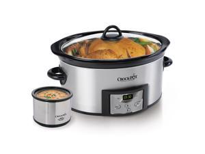 CROCK-POT SCCPVC605-S-A Stainless Steel 6 Qt. 6-Quart Countdown Digital Slow Cooker with Little Dipper Warmer - Stainless Steel CROCK-POT SCCPVC605-S-A Stainless Steel 6 Qt. 6-Quart Countdown Digital Slow Cooker with Little Dipper Warmer - Stainless Steel