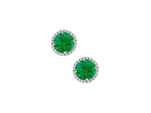 Fine Jewelry Vault UBUNER40691AGCZE May Birthstone Emerald with CZ Earrings in 925 Sterling Silver Fine Jewelry Vault UBUNER40691AGCZE May Birthstone Emerald with CZ Earrings in 925 Sterling Silver