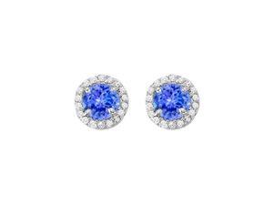 Fine Jewelry Vault UBUNER40589AGCZTZ600 December Birthstone Created Tanzanite and CZ Halo Stud Earrings in 925 Sterling Silver 2.25 CT T Fine Jewelry Vault UBUNER40589AGCZTZ600 December Birthstone Created Tanzanite and CZ Halo Stud Earrings in 925 Sterling Silver 2.25 CT T