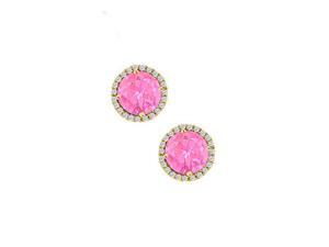 Fine Jewelry Vault UBUNER40691AGVYCZPS September Birthstone Created Pink Sapphire with CZ Earrings in 18K Yellow Gold Vermeil Fine Jewelry Vault UBUNER40691AGVYCZPS September Birthstone Created Pink Sapphire with CZ Earrings in 18K Yellow Gold Vermeil