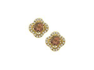 Fine Jewelry Vault UBNER40869AGVYCZSQ June Birthstone Smoky Quartz with CZ Earrings in 18K Yellow Gold Vermeil Fine Jewelry Vault UBNER40869AGVYCZSQ June Birthstone Smoky Quartz with CZ Earrings in 18K Yellow Gold Vermeil