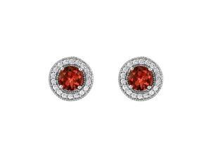 Fine Jewelry Vault UBNER40936AGCZGR600 January Birthstone Garnet and Cubic Zirconia Halo Stud Earrings in Sterling Silver 2.50 CT TGW Fine Jewelry Vault UBNER40936AGCZGR600 January Birthstone Garnet and Cubic Zirconia Halo Stud Earrings in Sterling Silver 2.50 CT TGW