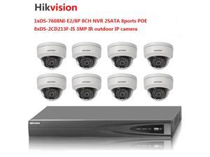 Hikvision 8-ch NVR DS-7608NI-E2/8P 8POE and 8pcs hikvision 3MP IP camera DS-2CD2132F-IS IR 30m audio/alarm surveillance CCTV security kits Hikvision 8-ch NVR DS-7608NI-E2/8P 8POE and 8pcs hikvision 3MP IP camera DS-2CD2132F-IS IR 30m audio/alarm surveillance CCTV security kits