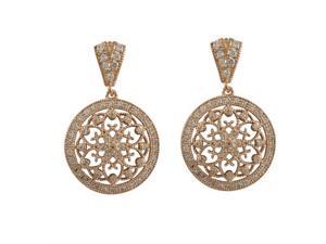 Dlux Jewels Rose Tone Sterling Silver Cubic Zirconia Circle Post Earrings with Flower Design, 1.26 in. Dlux Jewels Rose Tone Sterling Silver Cubic Zirconia Circle Post Earrings with Flower Design, 1.26 in.