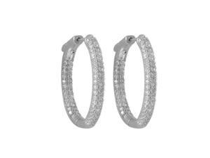 Dlux Jewels Rhodium Plated Sterling Silver Pave Cubic Zirconia 20 x 24 mm Hoop Earrings with Hinge Lock Dlux Jewels Rhodium Plated Sterling Silver Pave Cubic Zirconia 20 x 24 mm Hoop Earrings with Hinge Lock