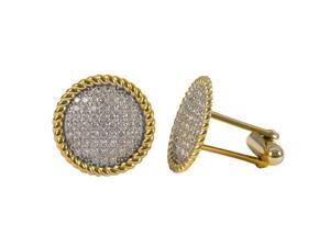 Dlux Jewels Two Tone Sterling Silver Cuff Link with White Cubic Zirconia Pave Earrings Dlux Jewels Two Tone Sterling Silver Cuff Link with White Cubic Zirconia Pave Earrings