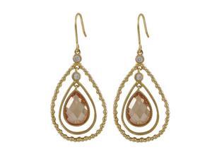Dlux Jewels Sterling Silver Gold Plated Cubic Zirconia Euro Earrings with Champagne Cubic Zirconia Center Dlux Jewels Sterling Silver Gold Plated Cubic Zirconia Euro Earrings with Champagne Cubic Zirconia Center