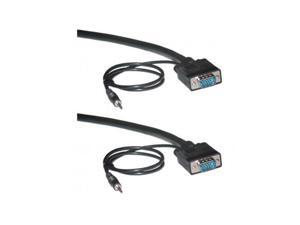 Offex Shielded SVGA Cable with 3.5mm Audio, Black, HD15 Male, Coaxial Construction, Double Shielded, 50 foot Offex Shielded SVGA Cable with 3.5mm Audio, Black, HD15 Male, Coaxial Construction, Double Shielded, 50 foot