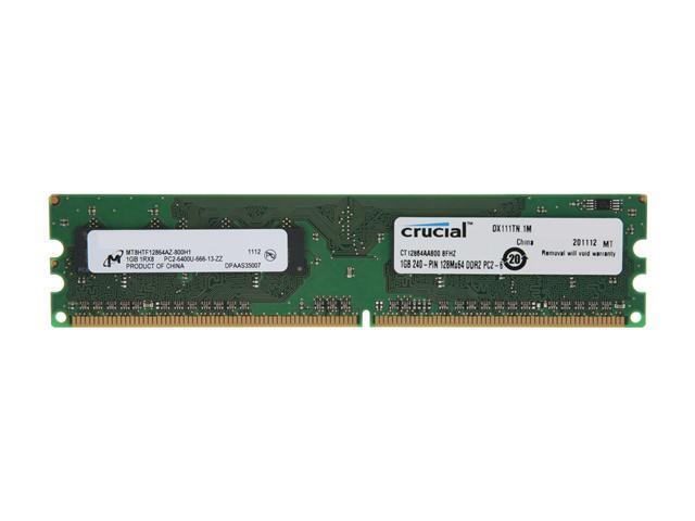 Crucial 1GB 240-Pin DDR2 SDRAM DDR2 800 (PC2 6400) Desktop Memory Model ...