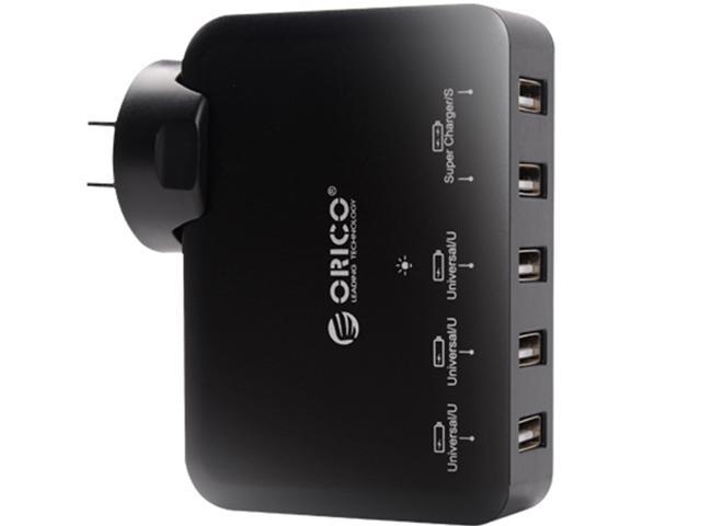 2-Pack ORICO DCAP-5U 5-Port USB Smart Wall Charger Adapter - Black