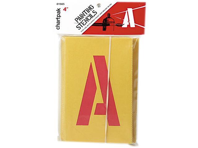 Chartpak CHA01565 Painting Stencil Numbers-Letters- 4in.- Yellow
