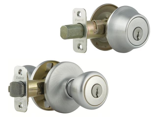 Kwikset 96900-252 Satin Chrome Tylo Entry Knob with Single Cylinder Deadbolt Combo