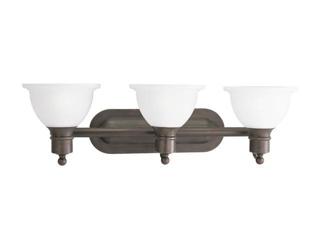 Progress Lighting 3-Light Wall Bracket with White Etched Glass Antique Bronze 3-Light Wall Bracket