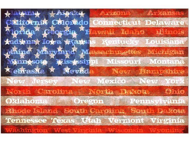 Trademark Fine Art Michelle Calkins 'American Flag with States' Canvas Art