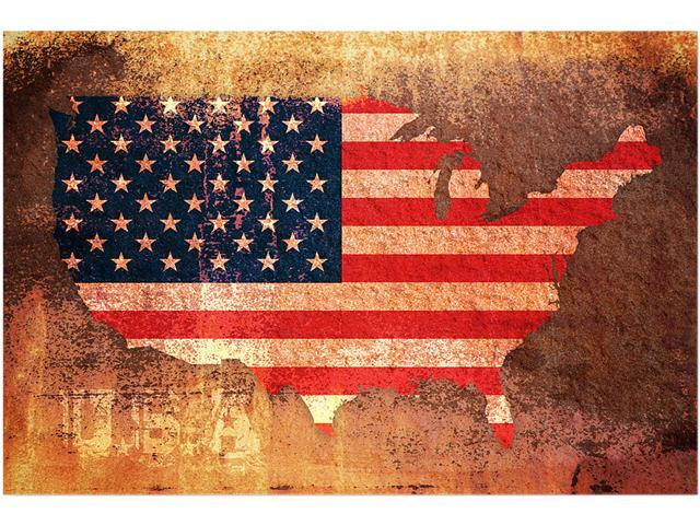 Trademark Fine Art Michael Tompsett 'US Flag Map' Canvas Art
